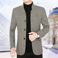 thumbnail image 3 of USNSM Men's Woolen Jacket Blazer Collar Long Sleeve Button Knit Cardigan Business Casual Open Front Sweater with Pockets Gray XXXL, 3 of 3