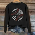 thumbnail image 2 of Gkeoshab Pullover Sweaters for Women Baseball Print Women's Long-Sleeve Loose-Fit Round-Neck Sweater for Fall and Winter Black S, 2 of 4