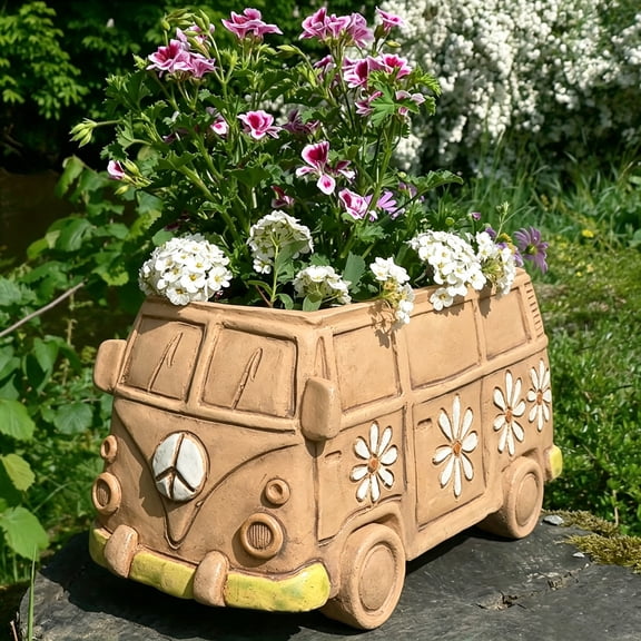 Vintage Car Figurine Planter, Unique Small Plant Pots for DIY Succulent & Herb, Home and Garden Decor