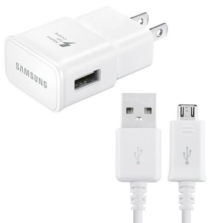 Samsung Galaxy S7, S7 Edge, S6, S6+, S6 Edge+ Adaptive Fast Charger Micro USB 2.0 Cable Kit Fast Charging USB Wall Charger AC Home Power Adapter [1 Wall Charger + 5 FT Micro USB Cable], White