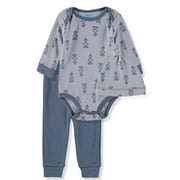 Bon Bebe Baby Boys 0-9 Months Puppy Bodysuit Pant Set with Hat(Blue 0-3 Months)