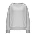 thumbnail image 6 of Dvprdro Womens Oversized Off Shoulder Sweatshirts Trendy Casual Drop Shoulder Long Sleeve Pullover Loose Streetwear Sweatshirt Tops for Women Gray M, 6 of 8