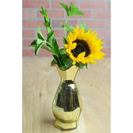 Gold Mercury Glass Carraway Vase 11 Inch Com