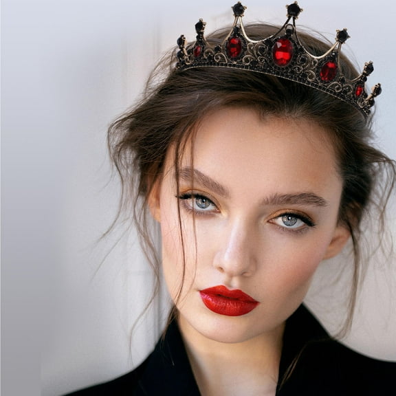 Uonlytech 1Pc Elegant Bridal Crown Tiara Women Accessories Red Alloy For Role Playing Performances