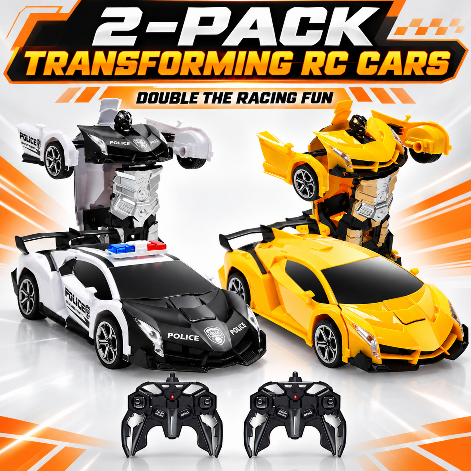 WEFONE 2-Pack Transforming RC Cars with 360° Rotation photo 2