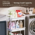 thumbnail image 4 of Rolling Utility Cart with Drawer 3 Tier, Utility Storage Organizer with Plastic Shelf & Lockable Wheels Multifunctional Storage Cart for Kitchen, Bathroom, Office, Living Room, White, 4 of 7