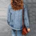 thumbnail image 2 of Vedolay Womens Tops Casual Womens Rhinestone Fringed Jean Jacket Long Sleeve Denim Jacket Coat,Blue S, 2 of 5