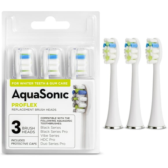 AquaSonic Têtes de Brosse ProFlex Blanc - Pack de 3