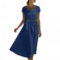 thumbnail image 5 of YTCAMLO 100%Cotton Summer Dresses for Women Fashion Boho Hollow Out Trim Short Sleeve Maxi Dress Comfy Breathable A Line Long Dresses, 5 of 9