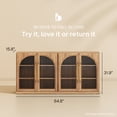 thumbnail image 2 of BELLEZE Set of 2 65" Arched Sideboard with Glass Door, Accent Buffet Cabinet with Storage and Adjustable Shelves, Classic Modern Large Console Table For Dining Room Living Room Entryway (Camel), 2 of 7