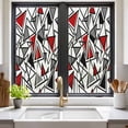thumbnail image 2 of Red Black Geometric Window Privacy Film, Abstract Art Modern Line Static Cling UV Sun Blocking Heat Control Window Tint Day and Night, Non-Adhesive One Way Windows Privacy Cover 17.7''x39.3'', 2 of 7