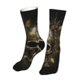 thumbnail image 6 of Fuzoiu Vintage Gold Leaf Skull Print Crew Socks,Casual Athletic Gym LightWeight Thin Socks,Casual Crew Socks for Men Woman,Calf Length Crew Socks, 6 of 7