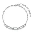 thumbnail image 4 of Sterling Shimmer Sterling Silver Rhodium-plated 1mm CZ 78 Stone Paper Clip Link 7 inch Bracelet, 4 of 6