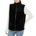 thumbnail image 2 of Baberdicy Puffer Vest Women's Large Autumn/Winter Casual Loose Sleeveless Standing Collar Warm Coral Velvet Vest Coat Sweater Vest Black, 2 of 4