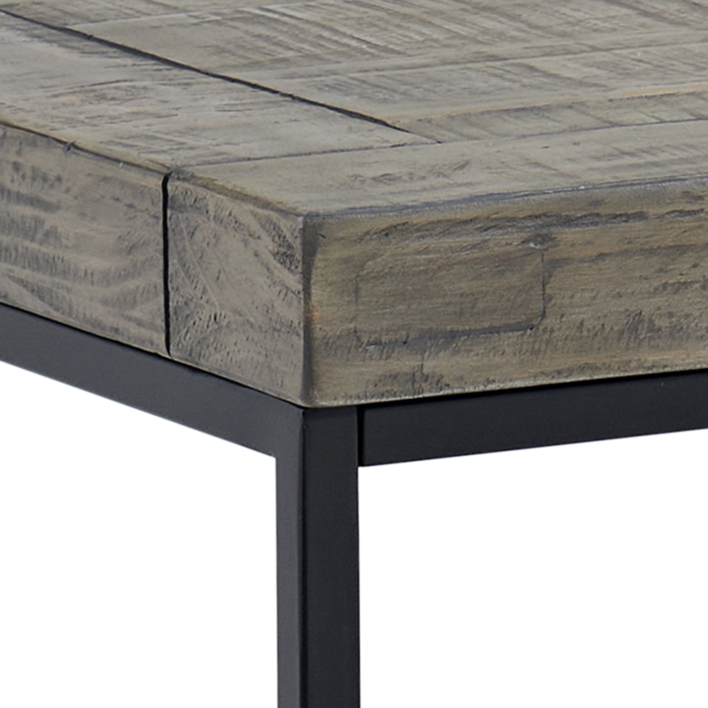 Lavish Home Industrial Modern Vintage Accent End Table with Wood Top and Metal Frame, Gray