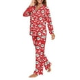 thumbnail image 5 of DISNIMO Santa Claus Printed Women Pajama Sets Long Sleeve Button Down Sleepwear with Long Pants Christmas 2 Piece Pj Lounge Sets Button Down Nightwear with Pockets, XS, 5 of 7