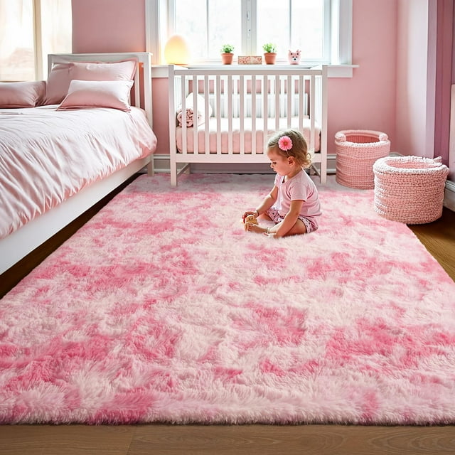 Alfombra LOCHAS Luxury Fluffy Rainbow 91x152 cm Rosa