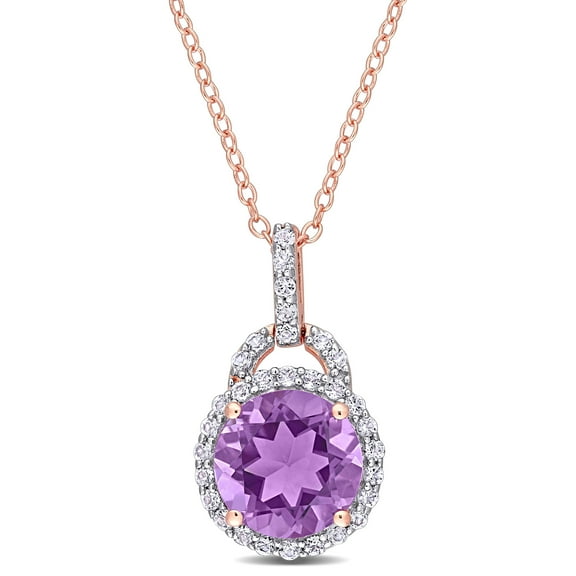 Everly Women's 3CT TGW Amethyst and Topaz Rose Gold Plated Pendant