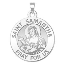 Saint Samantha Religious Medal - 3/4 inch Size of a Nickel -Sterling Silver