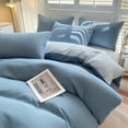 thumbnail image 5 of All-Season Bedding, Set of 4 100% Washed Cotton Linen Feel Super Soft Comfortable Chic Lightweight 4 PCs Home Bedding Set Solid Light blue. Suitable for 1.8m beds, Home Essentials, 5 of 9