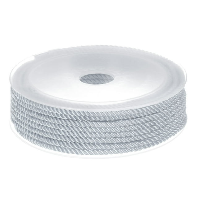 Unique Bargains Twisted Nylon Twine Thread Beading Cord 3mm 7M/23 Feet Extra Strong Braided Nylon String, Light Grey