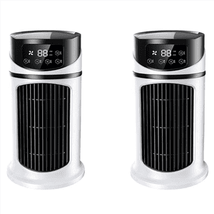 2X portatif Air Conditionneur Air Ventilateur d'eau de refroidissement Air Ventilateur de conditionnement pour bureau Air Conditionneur portable,2 x Air refroidisseur 2 x USB câble 2 x Manuel anglais, blanc