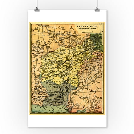 Afghanistan and Surrounding Countries - Panoramic Map (9x12 Art Print, Wall Decor Travel