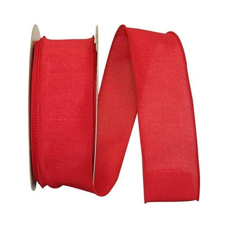 UPC: 0840108864148 | Jam Paper Linen Wired Ribbon  2.5 In X 50 Yards  2/Pack  Red