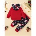 thumbnail image 3 of Qiylii 2 Pieces Kids Girls Boys Christmas Clothes Set, Cartoon Patterns Long Sleeve Hooded Tops Sweatshirt with Pocket+ Long Pants, 1-4 Years, 3 of 9