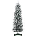 thumbnail image 1 of HOMCOM 5ft Tall Pencil Artificial Christmas Tree, Holiday Décor with Snow Flocked Branches, Green, 1 of 8