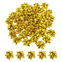 Uxcell 100 pack Small Star Gift Bows, Self-Adhesive Bows for Holiday Weddings Birthday Party Gold