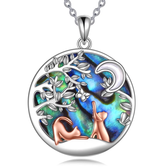 Black Cat Necklace for Women Sterling Silver Celtic Moon Cat Jewelry Gifts (black cat 2)