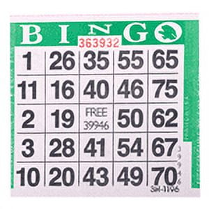 1on Green Bingo Paper Game Cards - 500 per pack