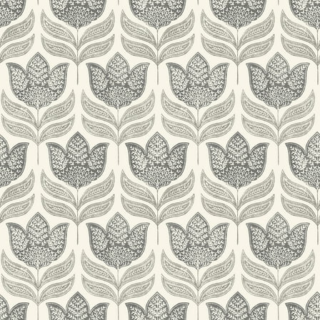 Chesapeake Cathal Charcoal Tulip Block Print Wallpaper, 20.5-in by 33-ft