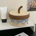 thumbnail image 3 of Round Jute Rope Storage Baskets with Lids, Small Storage Baskets, Woven Cotton Rope Organizer Bins for Home Decor, Decorative Basket with Handles, Cute Storage Bins, 8.66X4.72 inch, 3 of 5