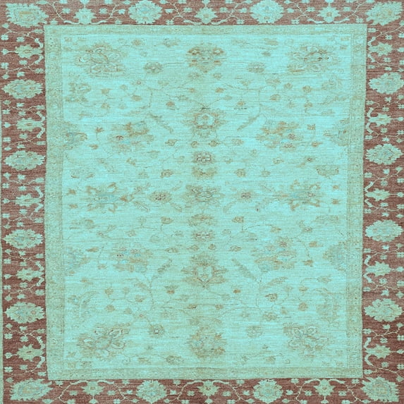Ahgly Company Indoor Square Abstract Light Blue Modern Area Rugs, 7' Square