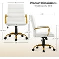thumbnail image 2 of CZMJY Mid-Back Office Chair PU Leather Desk Chair Adjustable Executive Task Chair w/Lumber Support Gold Leg White Seat, 2 of 9