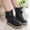 Black, variant on Lujianch Children Thick Heeled Thick Soled Girls Mid Length Boots Fashionable Pearl Bow Children Short Boots Sparkly Girls Boots
