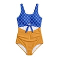 thumbnail image 4 of Shadoumai One Piece Swimsuit for Girls 12-14 Cutout Waist Girls Swimwear Tankini Lightweight Color Block Ruffle Bathing Suit Swimwear with Cover Up Pants Tween Adjustable Straps Padded, 4 of 4