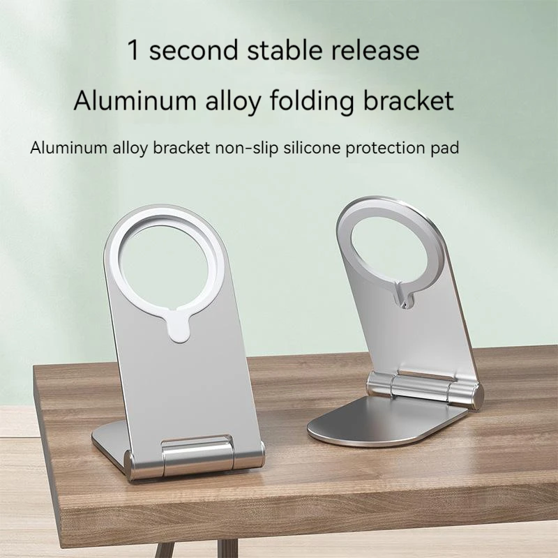 Wireless Charger Desktop Power Dock Stand - Foldable Magnetic Phone Charger Stand, MagSafe Compatible - For iPhone and Other Qi-Enabled Devices (Charger Not Included)