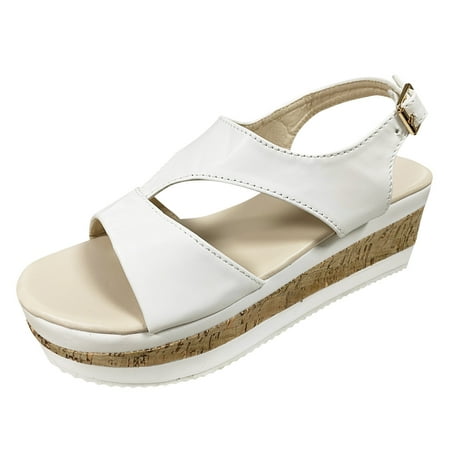 

HSMQHJWE Women S Bow Knot Heeled Sandals Bridal Wedding Open Toe Strap Heels Womens S Sandals Ladies Fashion Solid Color Leather Wedge Buckle Platform Fish Mouth Sandals Women Shoes Cute