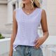 thumbnail image 2 of Camiseta sin mangas de verano para mujer, camiseta informal holgada sin mangas con cuello en V y ojales, camiseta sin mangas para mujer, 2 of 6