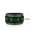 thumbnail image 3 of Black Stainless Steel Ring with Synthetic in Emerald for Women Emerald Stone Color Style TK3747 Size 9, 3 of 5