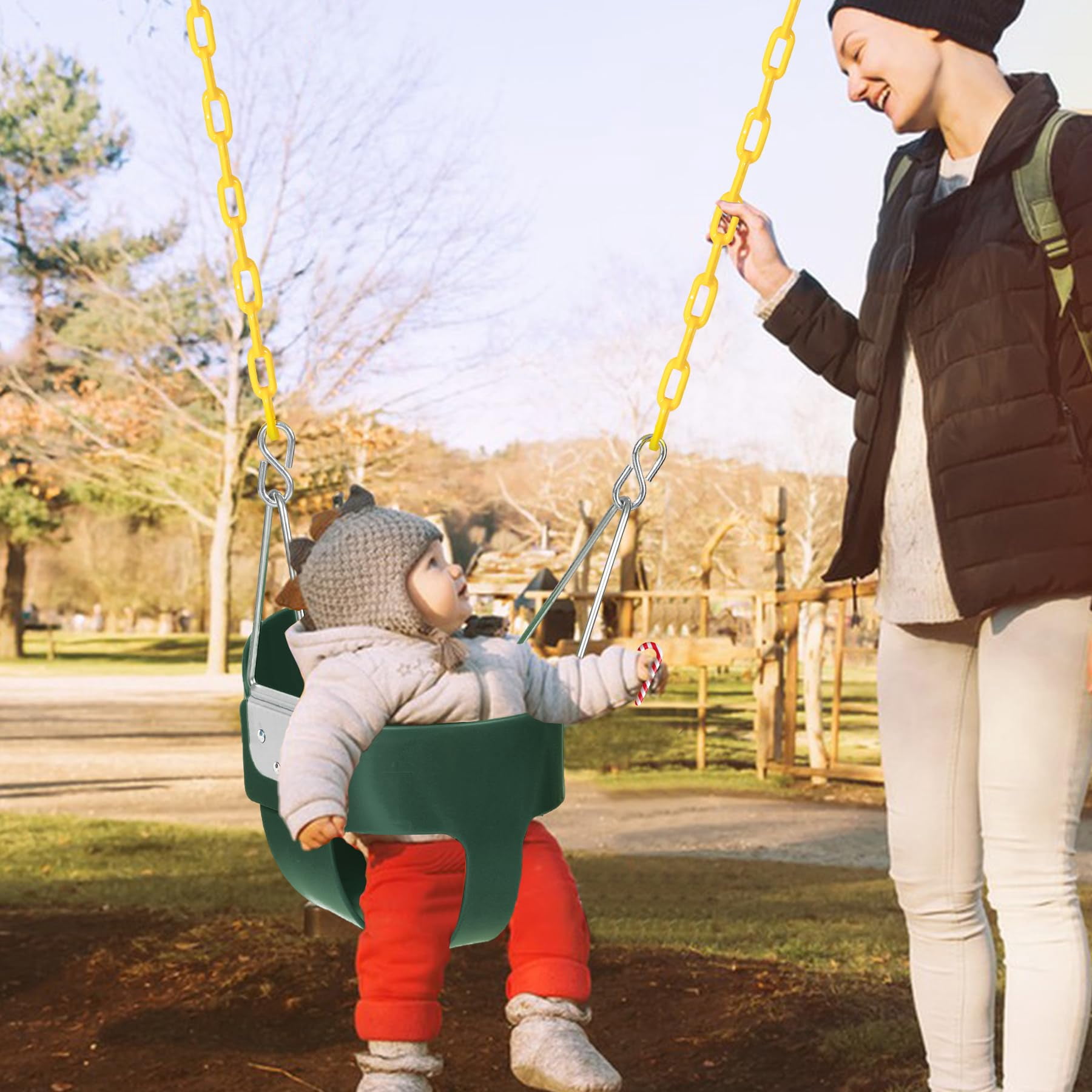 RedSwing High Back Toddler Bucket Swing Seat with Coated Chains, Heavy Duty Kids Swing Seat Fully Assembled for Outdoor, Playground, Backyard