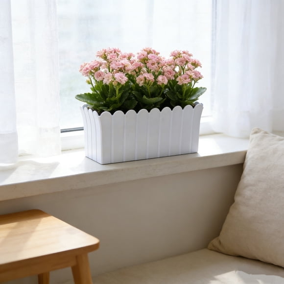 Garden Decor,7.87In Plastic Fence Flower Pot Thickened Waterproof Materia Lightweight Shatter-Resistant,Festive Decor for Living Room Terrace Balcony Flower Box Indoor Outdoor Decors