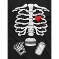 thumbnail image 4 of Mens Halloween Skeleton T-shirt Burger Fried and Soda Funny X-ray Ribcage Costume T-shirt (Mens Small), 4 of 6