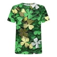 thumbnail image 6 of Ounisa St Patricks Day Crewneck Shirts for Women Lucky Irish Shamrock Clover Graphic Shirt Casual Short Sleeve T Shirt Tops, 6 of 7