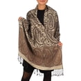 thumbnail image 6 of Peach Couture Womens Large Vintage Pashmina Paisley Jacquard Scarf Shawl Wrap, 6 of 10