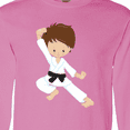 thumbnail image 4 of Inktastic Cute Boy, Brown Hair, Black Belt, Karate Pose Long Sleeve T-Shirt, 4 of 5