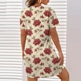 thumbnail image 4 of QIPOPIQ Robes pour Femmes Longues Fluides Robe à Étages Manches Courtes Imprimé Bohème Robe de Plage Robe d'Été Robe Longueur Genou Offres 2023, 4 of 6